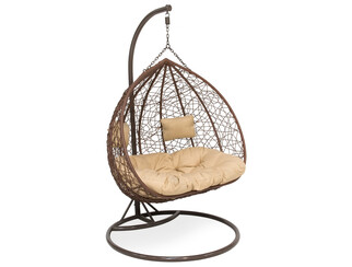 Fotel wiszący do ogrodu Rosario ze stelażem Garden Point brązowy