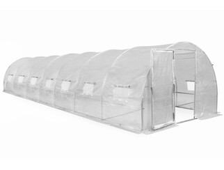 Tunel foliowy z metalowym stelażem 3x10m Garden Point biały z drzwiami