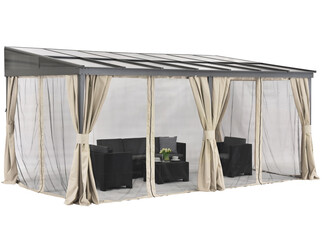 Aluminiowe zadaszenie tarasowe 3 x 5 m Tarragona Premium Garden Point beż