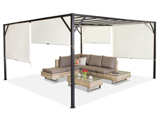 Pergola tarasowa metalowa Santorini 4 x 4m kremowa Garden Point