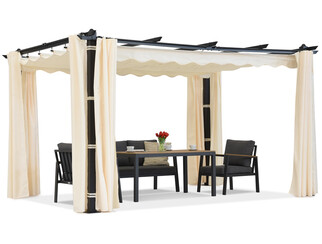 Pergola tarasowa Barbados 3x4 m z zasłonami Garden Point antracyt-beż