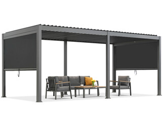 Pergola tarasowa wolnostojąca Lagos 3x6 z roletami na boki o długości 3m Garden Point antracyt