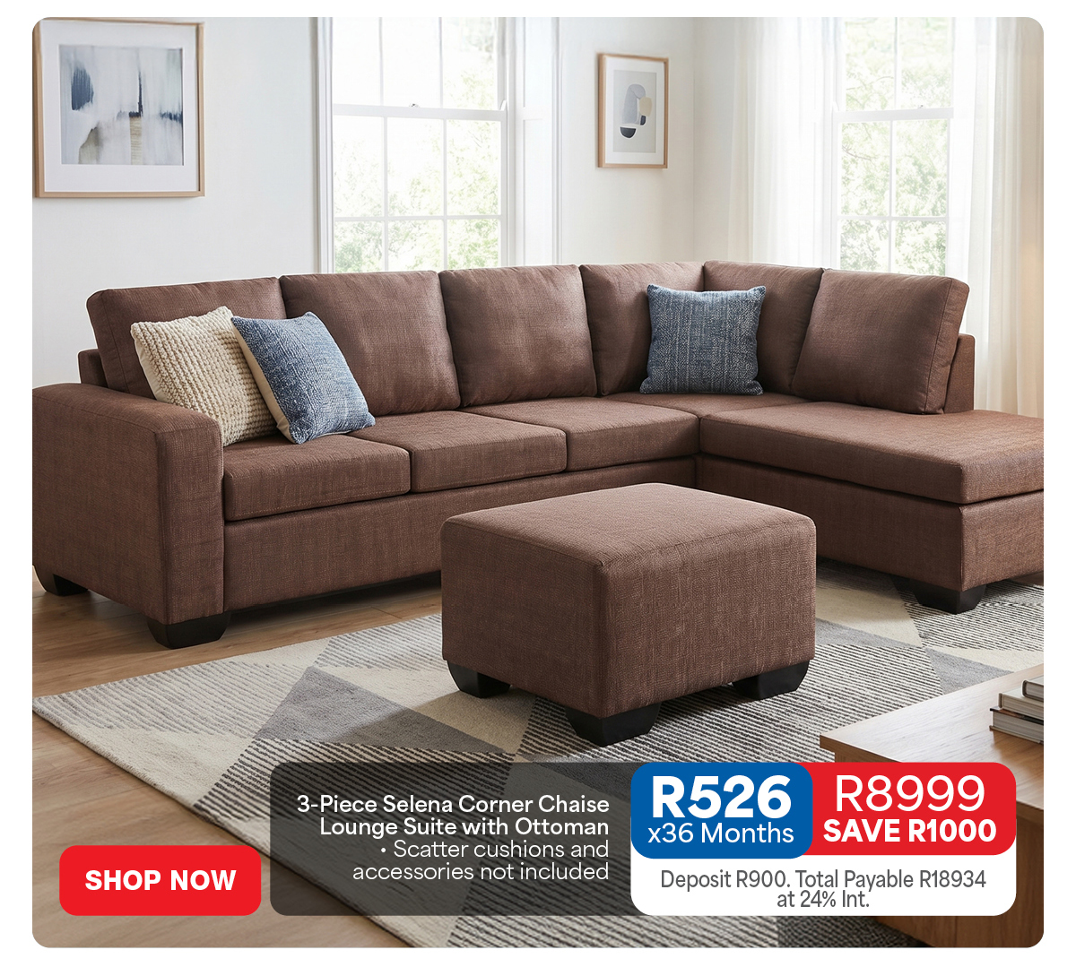 3-Piece Selena Corner Chaise 