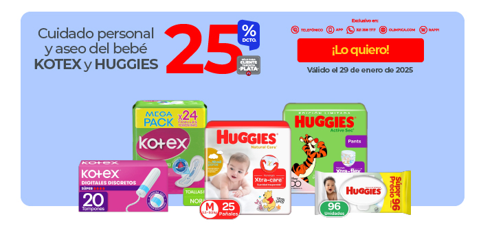 Cuidado personal y aseo del bebé Kotex y Huggies