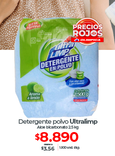 detergente polvo ultralimp aloe bicarbonato 2.5 kg gramo 3.56 precio a $8.890