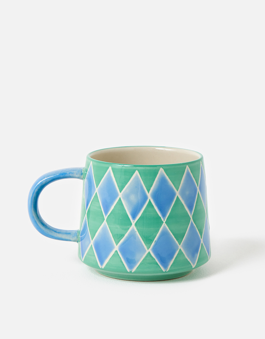Green & Blue Harlequin Diamond Mug