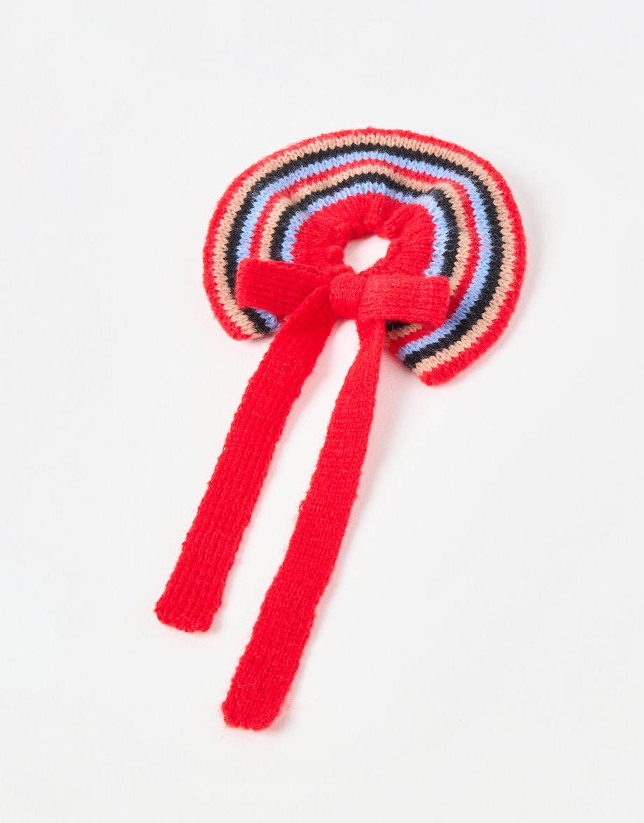 Roma Striped Knitted Bow Hair Scrunchie