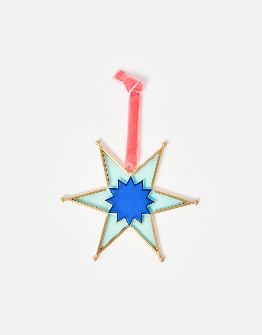 Blue Stained Glass Star Decoration