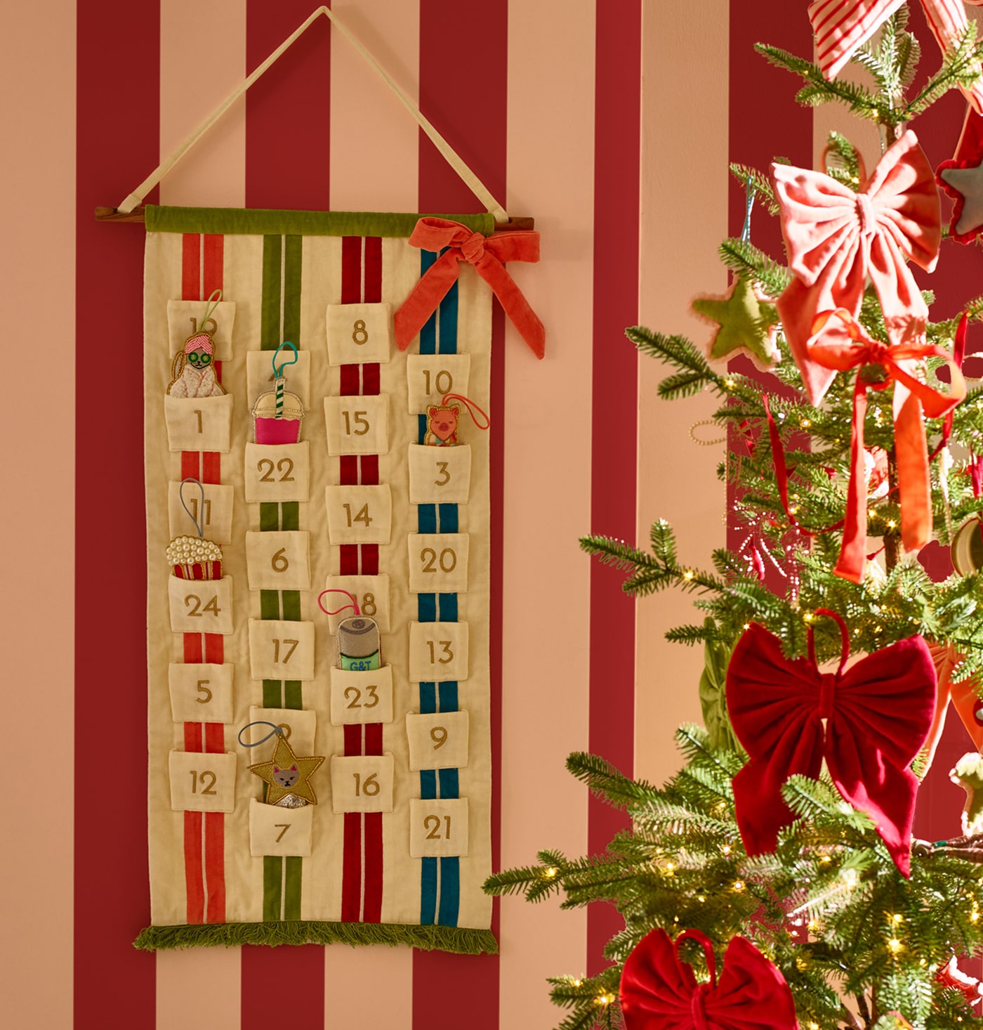 Velvet Stripe Embroidered Advent Calendar
