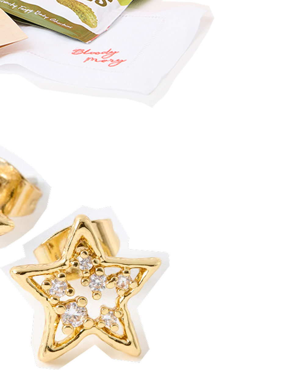 Elen Stone Star Gold Tone Stud Earrings