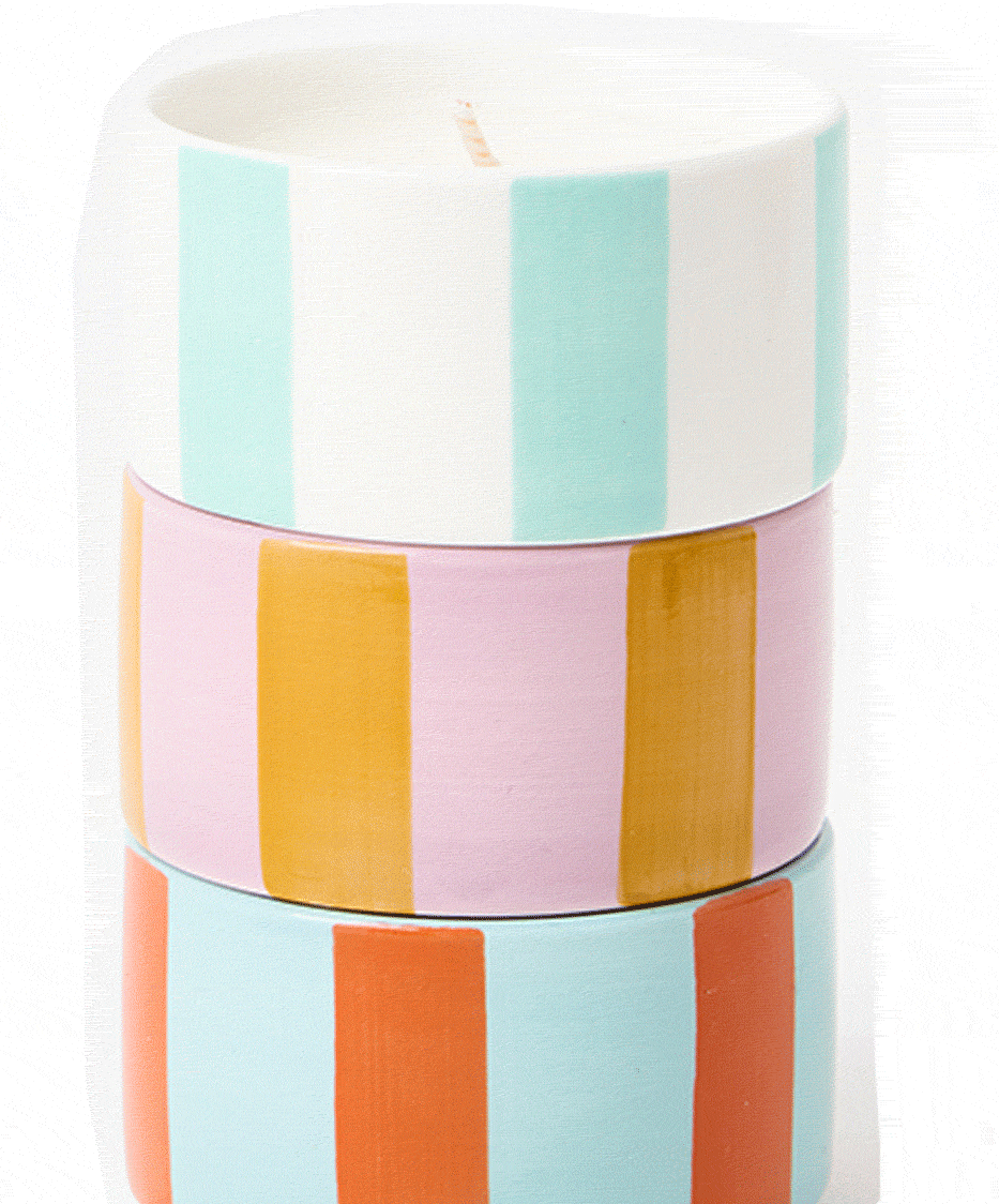Stripe Ceramic Stacking Scented Candles