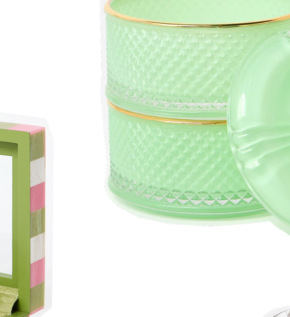 Ola Green & Gold Stacking Storage Pot