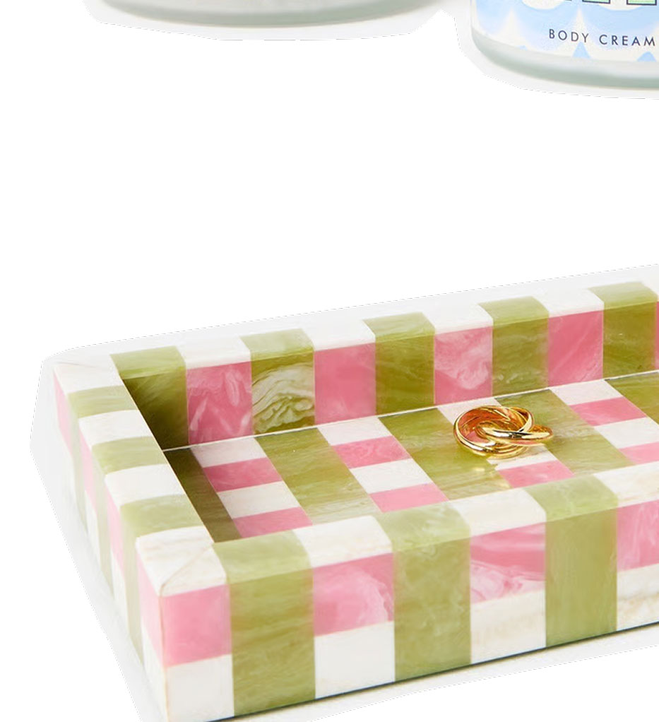 Green & Pink Resin Chequerboard Trinket Tray