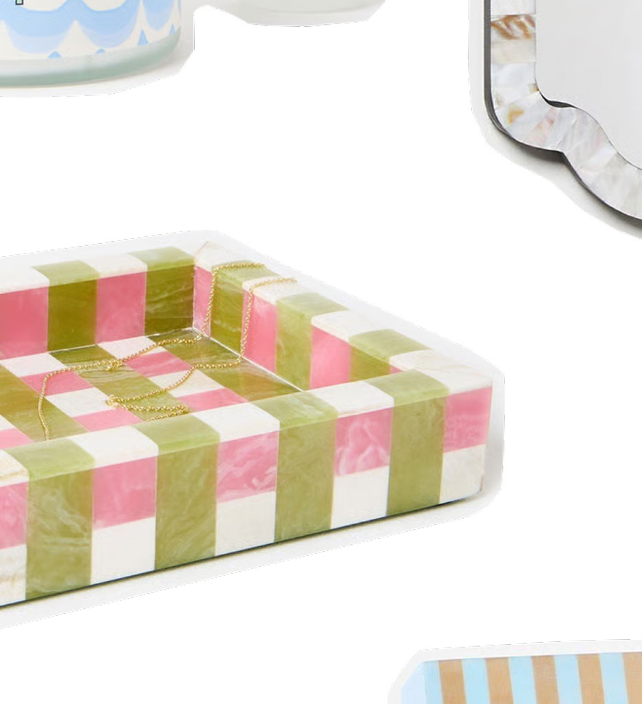 Green & Pink Resin Chequerboard Trinket Tray