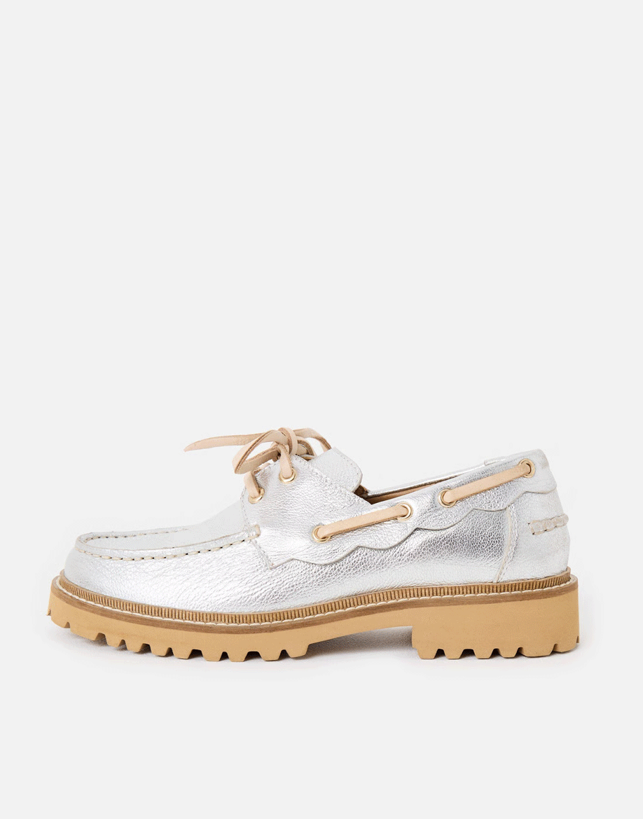 Silver Metallic Chunky Loafers