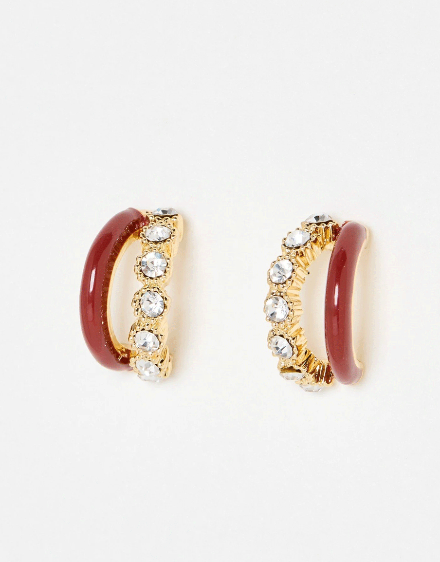 Anneli Brown Enamel Hoop Earrings