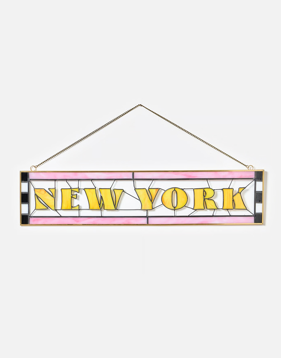 Pink & Yellow New York Stained Glass Wall Art