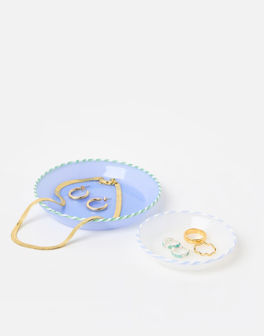 Blue & Green Swirl Glass Trinket Dishes