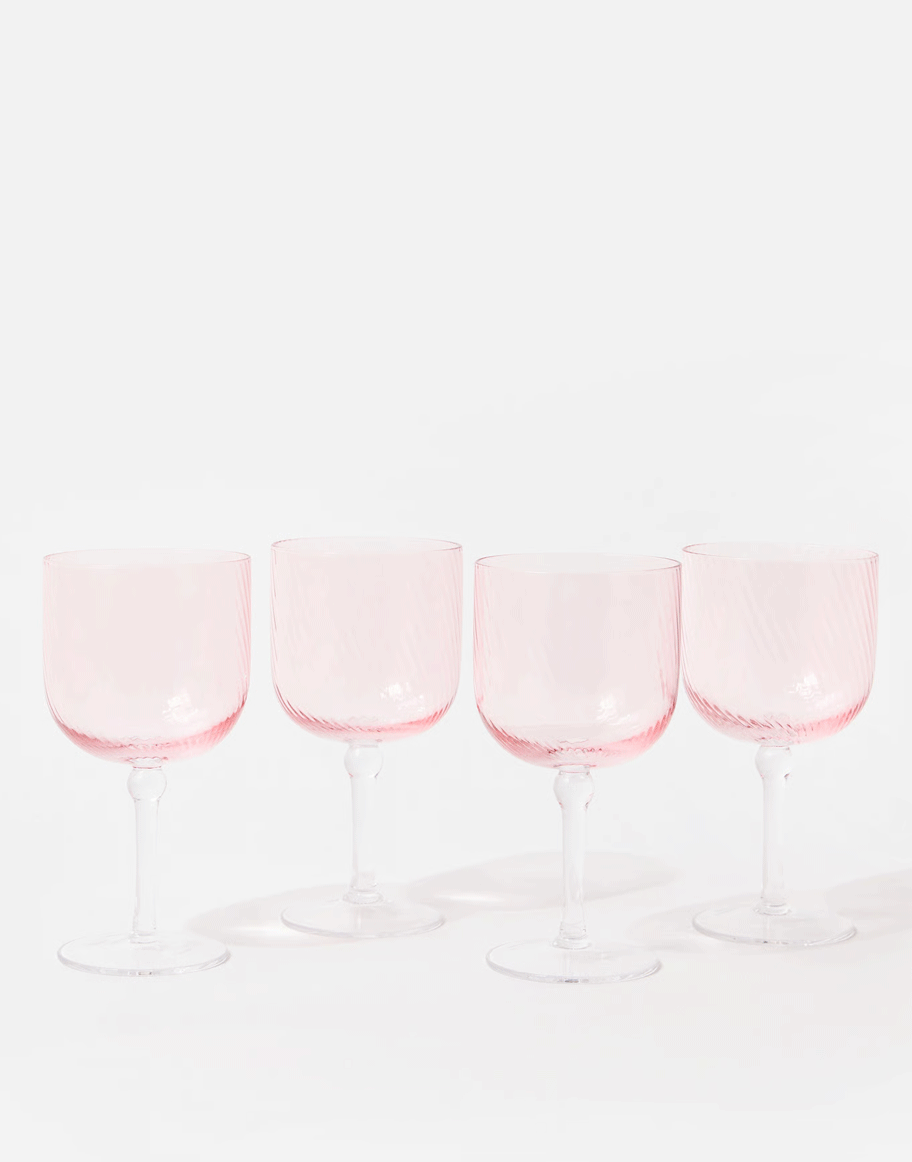 Maya Pink Wine Glasses Set of Four