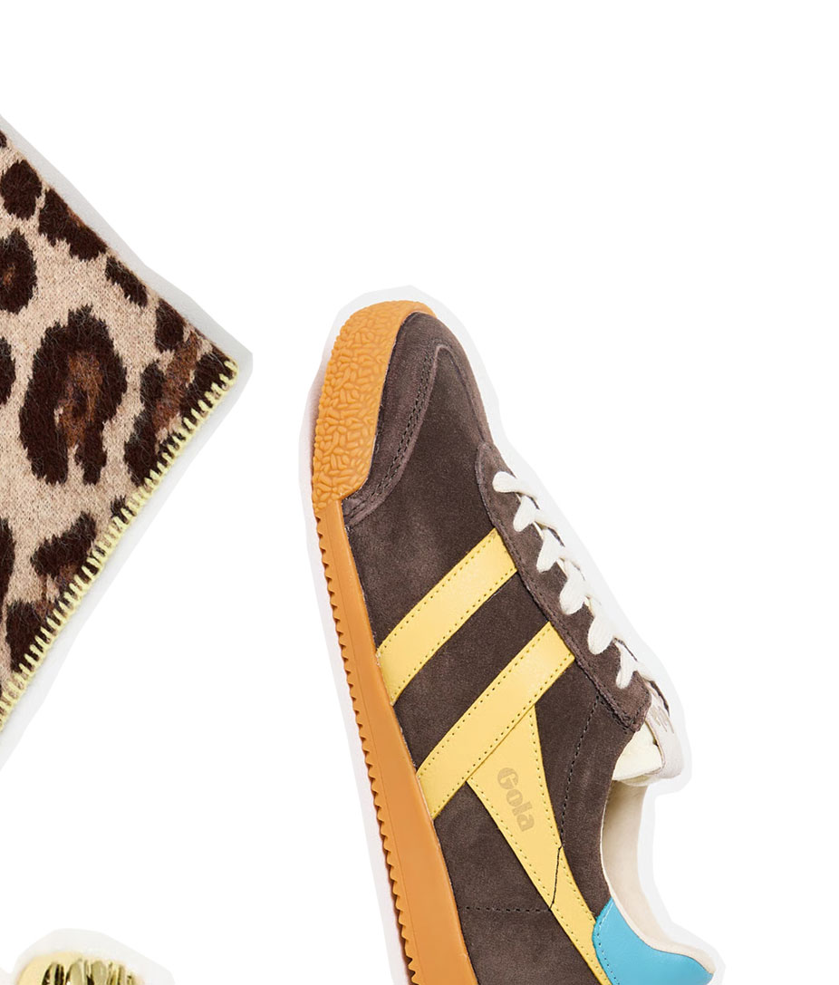 Gola Elan Brown & Yellow Trainers