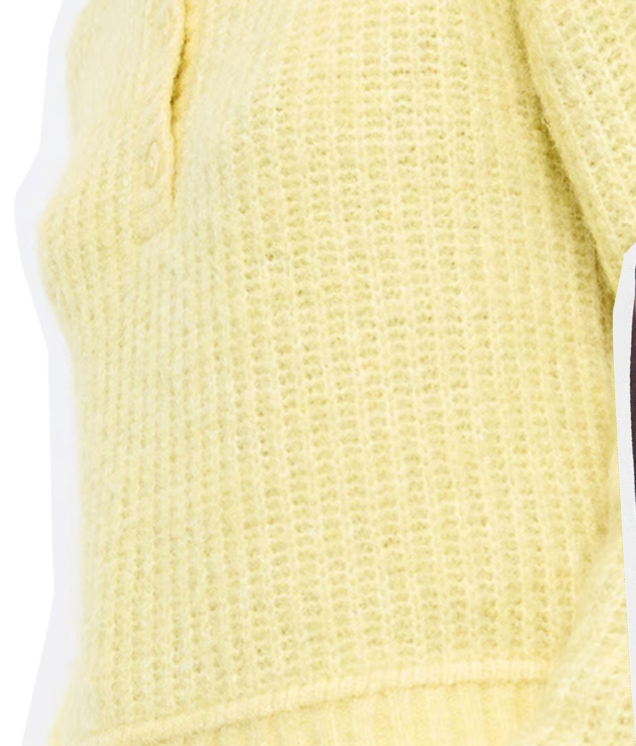 Yellow Button Detail Crew Neck Knitted Jumper