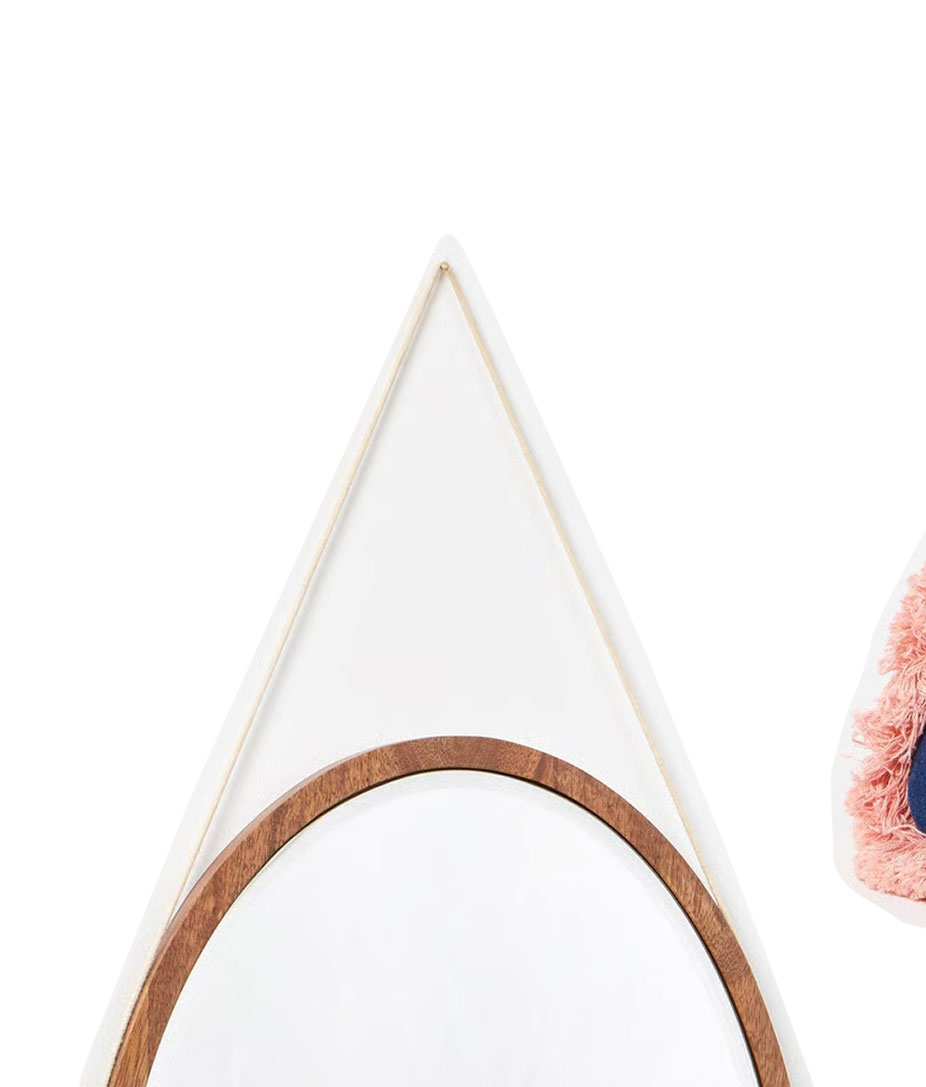 Wooden Oval Tassel Wall Mirror