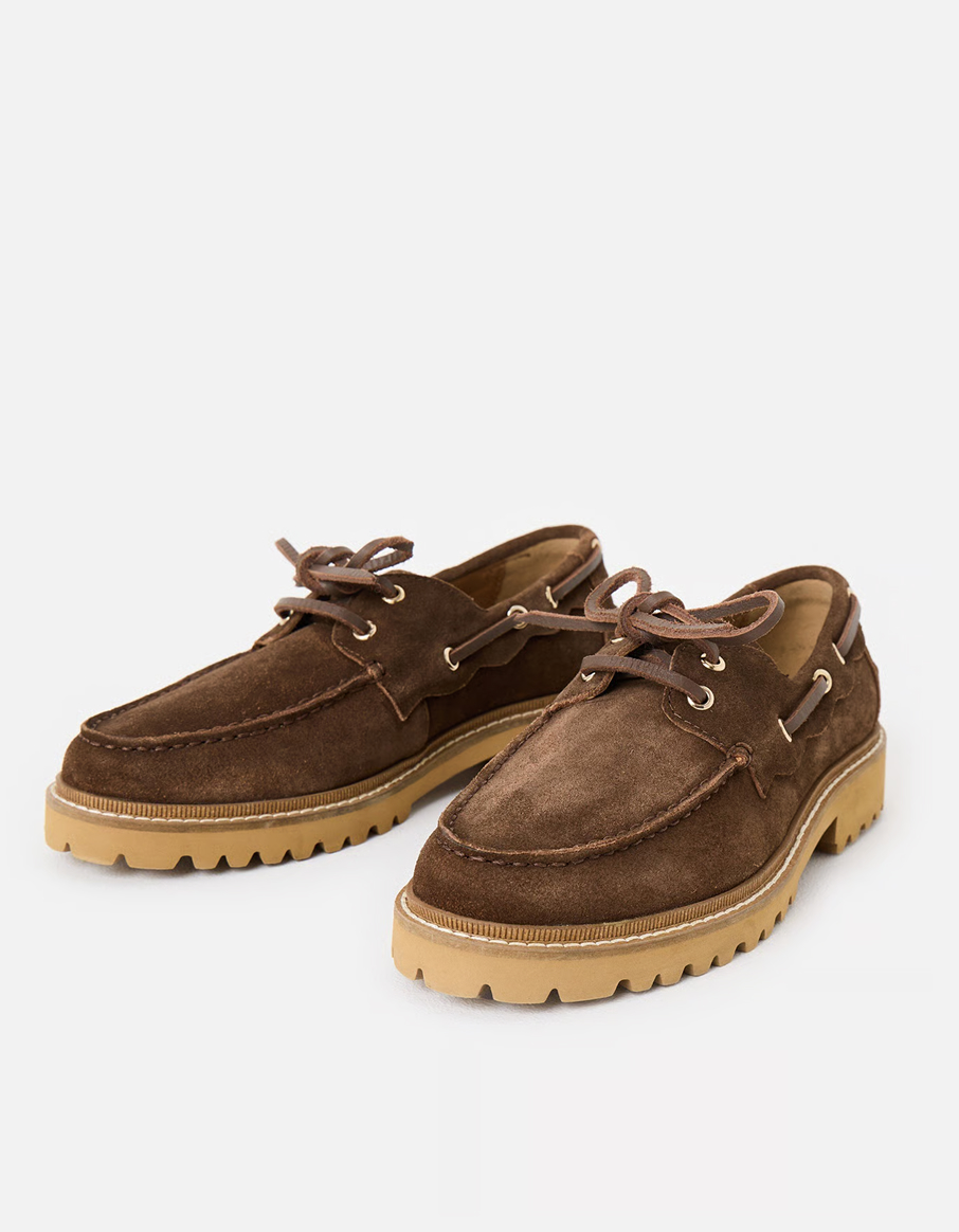 Chocolate Brown Suede Chunky Loafers