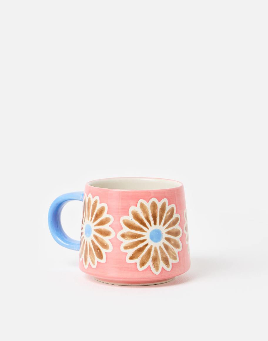 Pink & Brown Flower Ceramic Mug