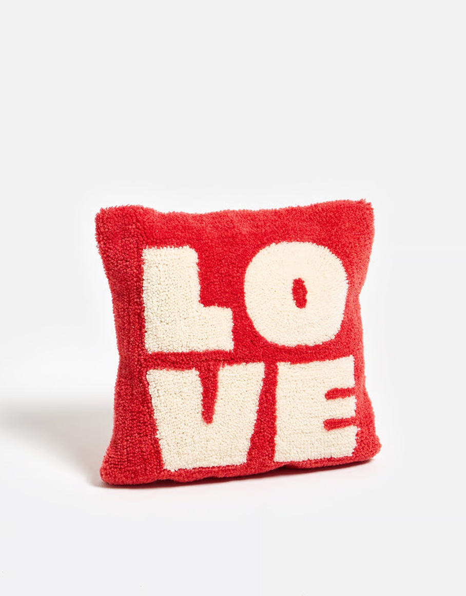 Red & Cream Love Tufted Cushion Cover 45x45cm