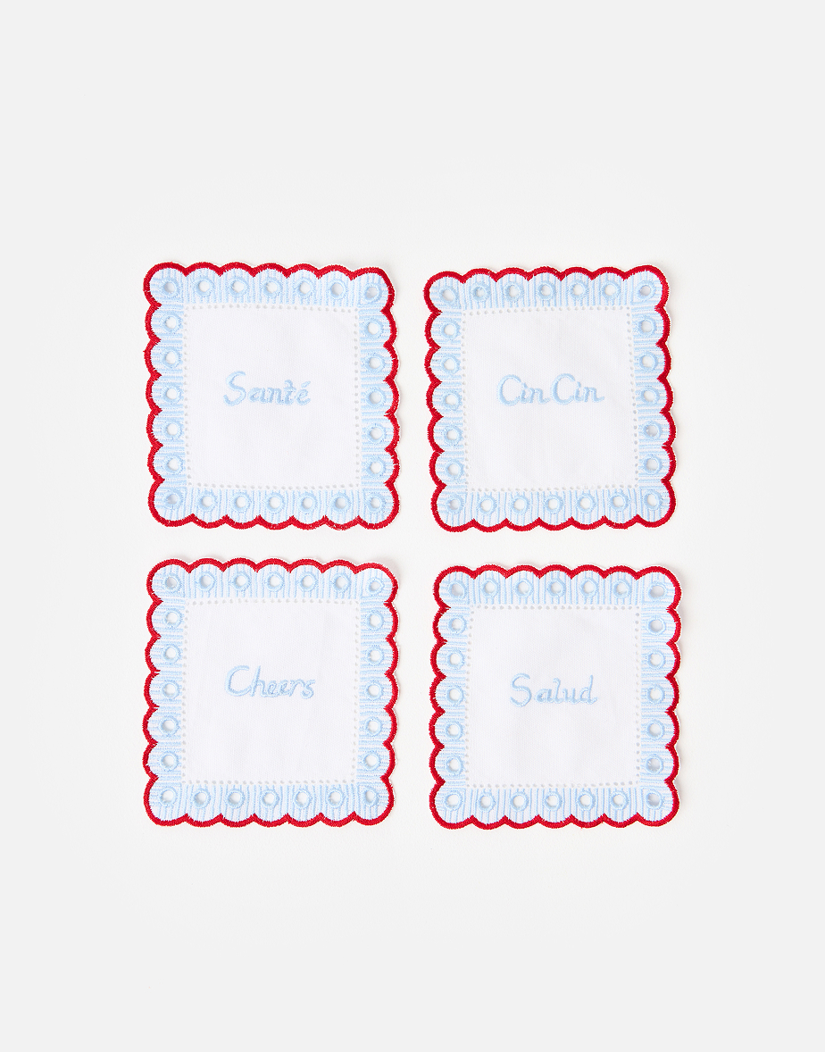 Red & Blue Gingham Cocktail Napkins Set of Four