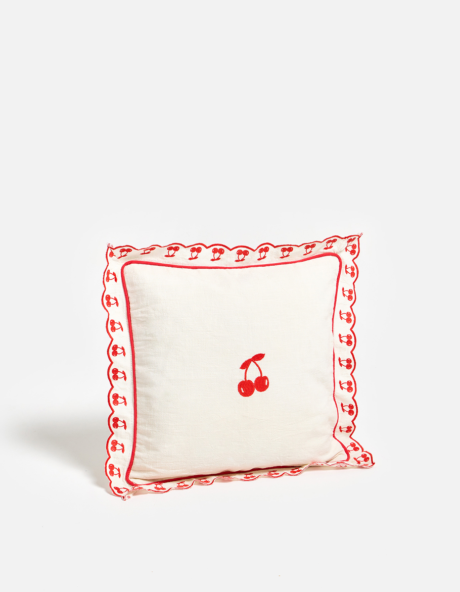 White & Red Cherry Cushion Cover 45x45cm