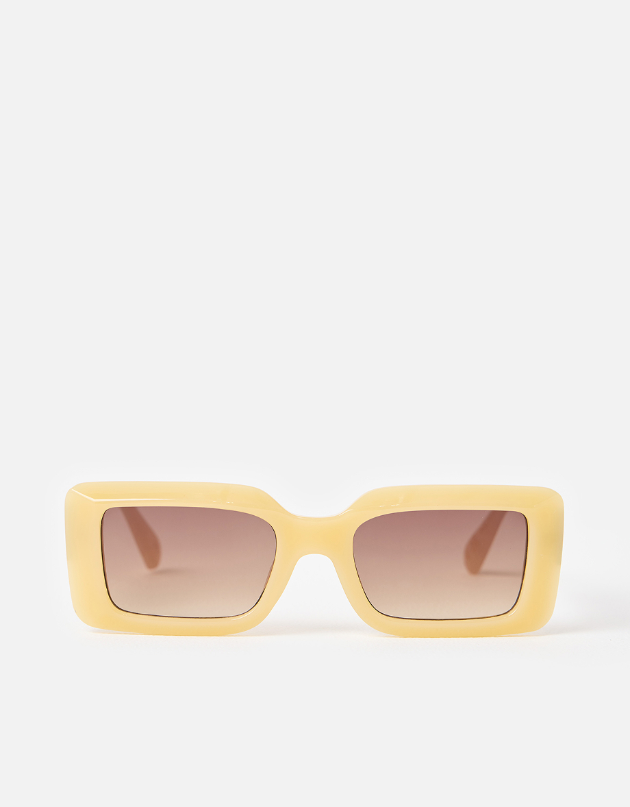 Yellow & Faux Tortoiseshell Rectangular Sunglasses