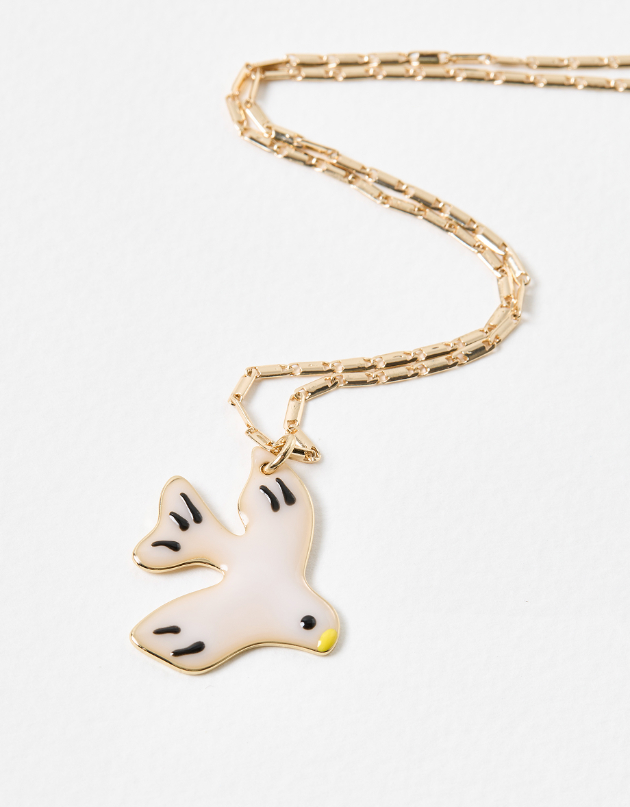 Idalie Enamel Bird Pendant Chain Necklace