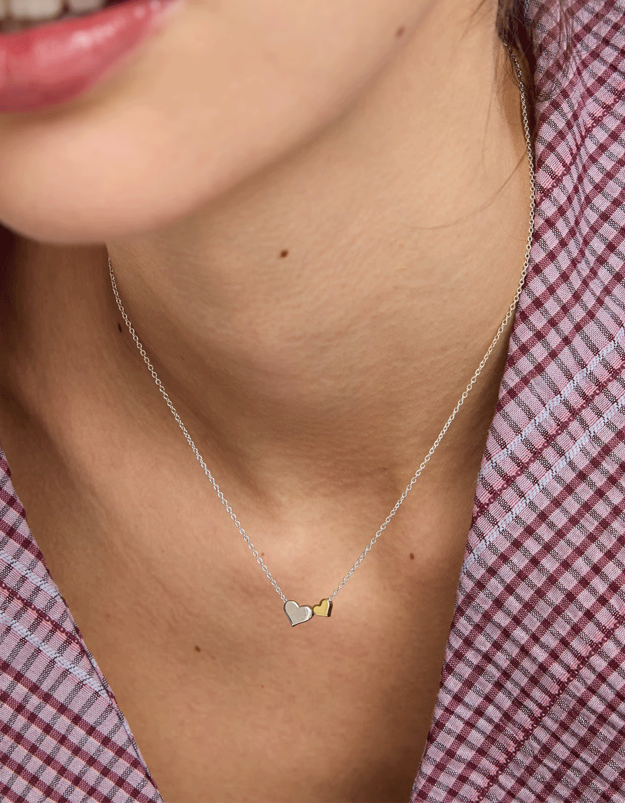 Callie Heart Charm Silver & Gold Plated Pendant Necklace