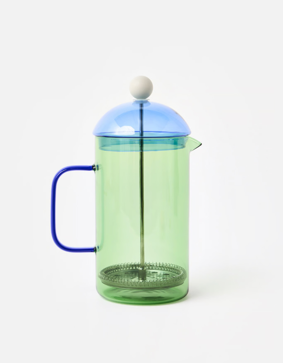 Green & Blue Glass Cafetiere