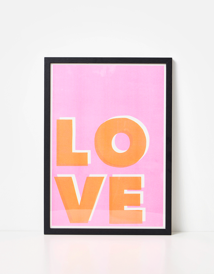 Love Pink & Orange Wall Art Print