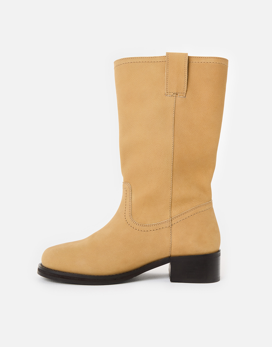 Sand Nubuck Pull On Leather Boots