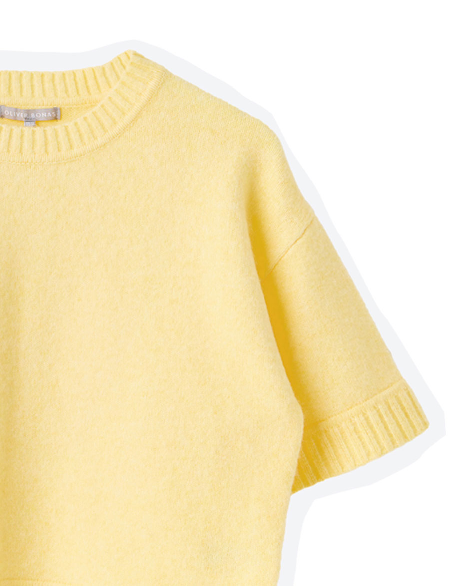 Yellow Crew Neck Short Sleeve Knitted T-Shirt