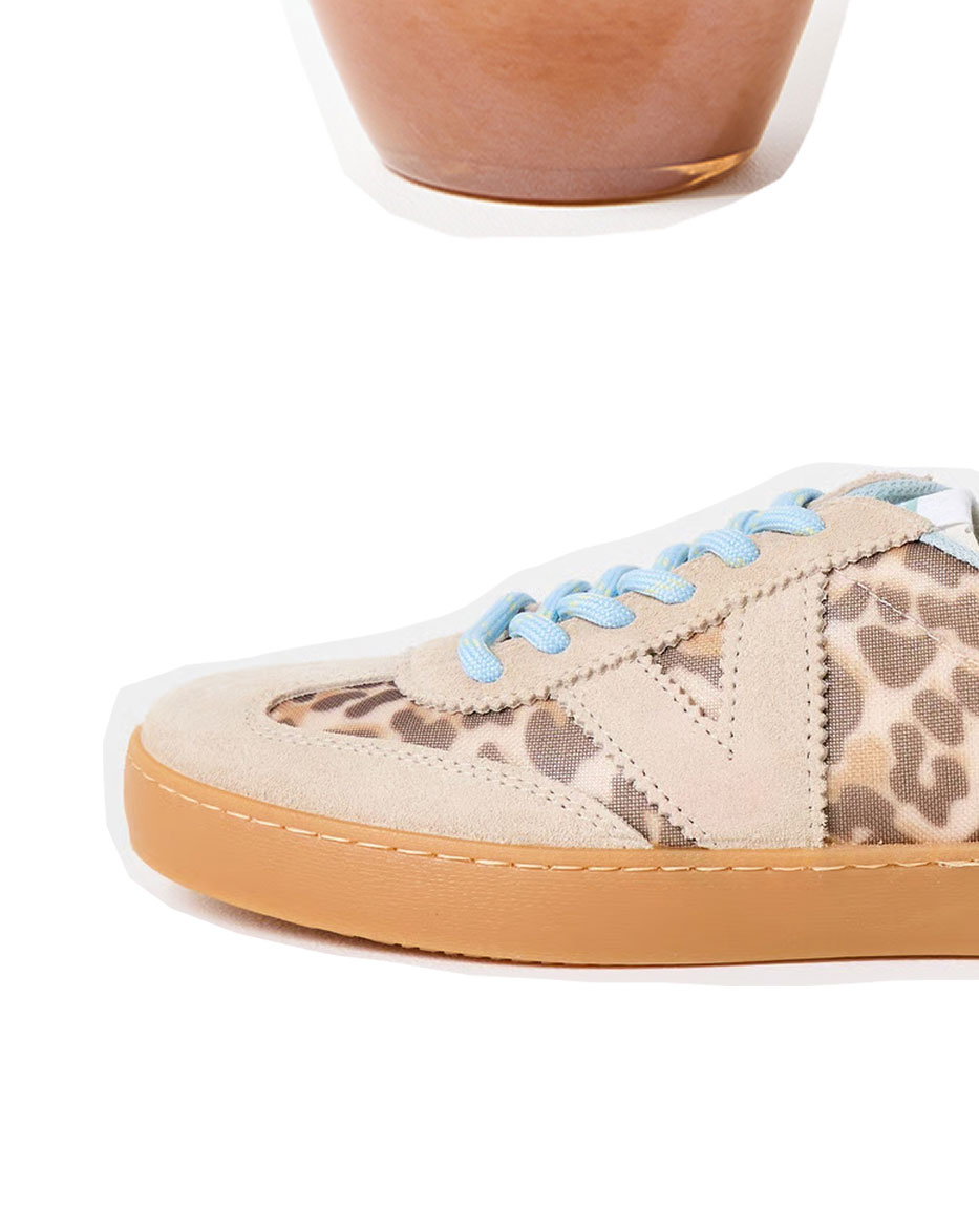 Victoria Berlin Cream Leopard Print & Blue Trainers