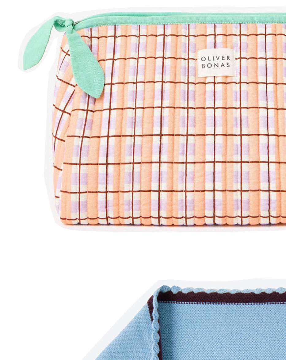 Pink & Green Check Wash Bag