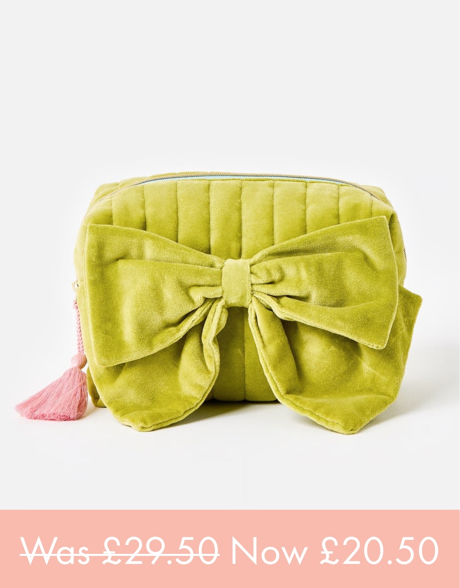 Green Velvet Bow Makeup Bag