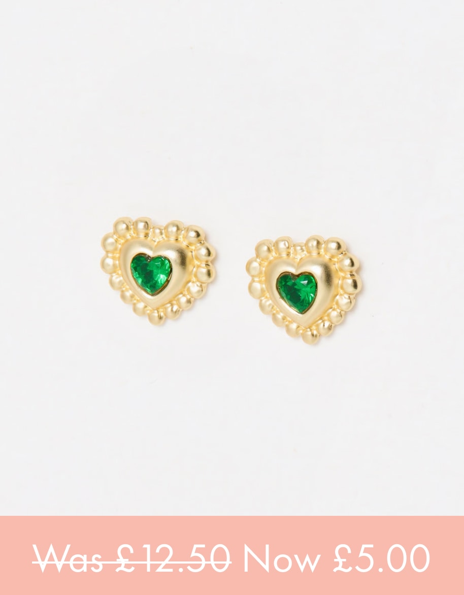Everly Green Stone Mini Heart Stud Earrings