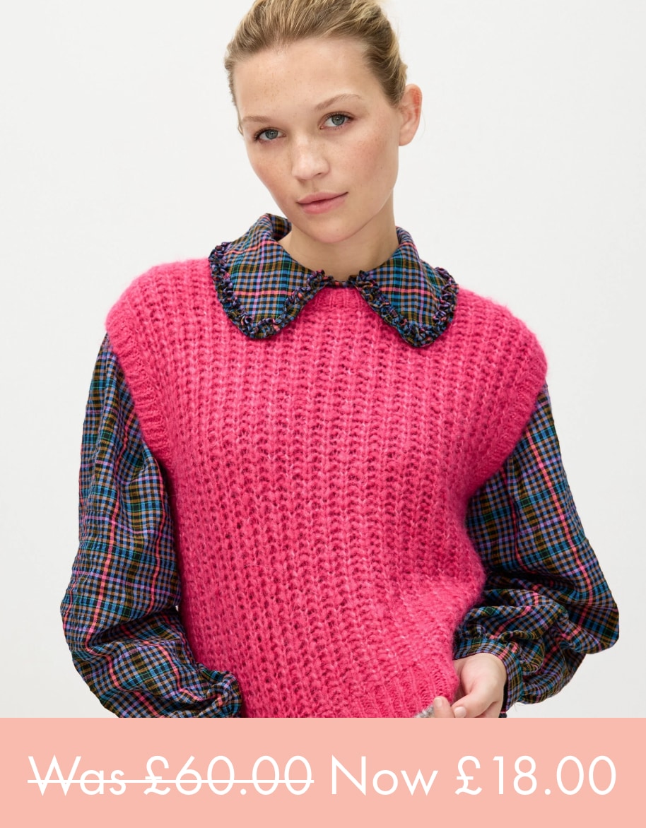 Hot Pink Crew Neck Knitted Vest