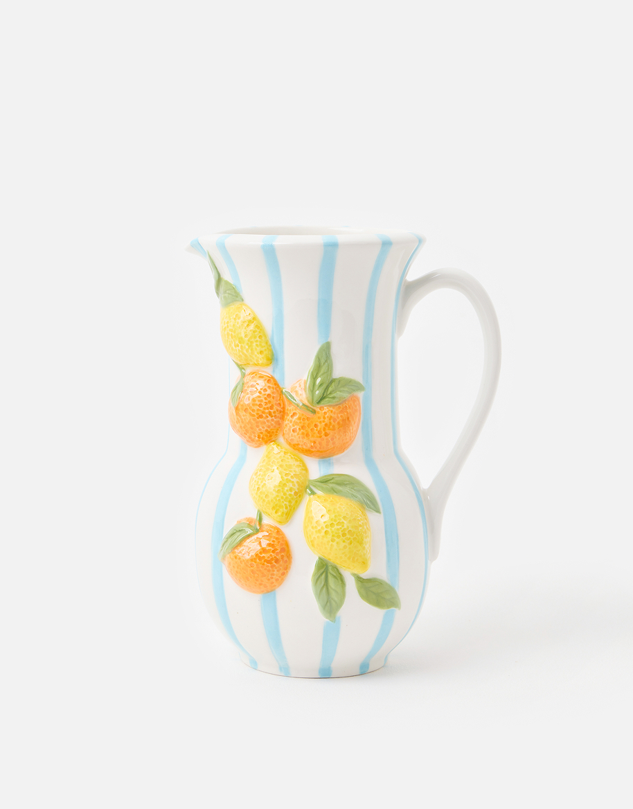 Fruit Blue Striped Ceramic Jug