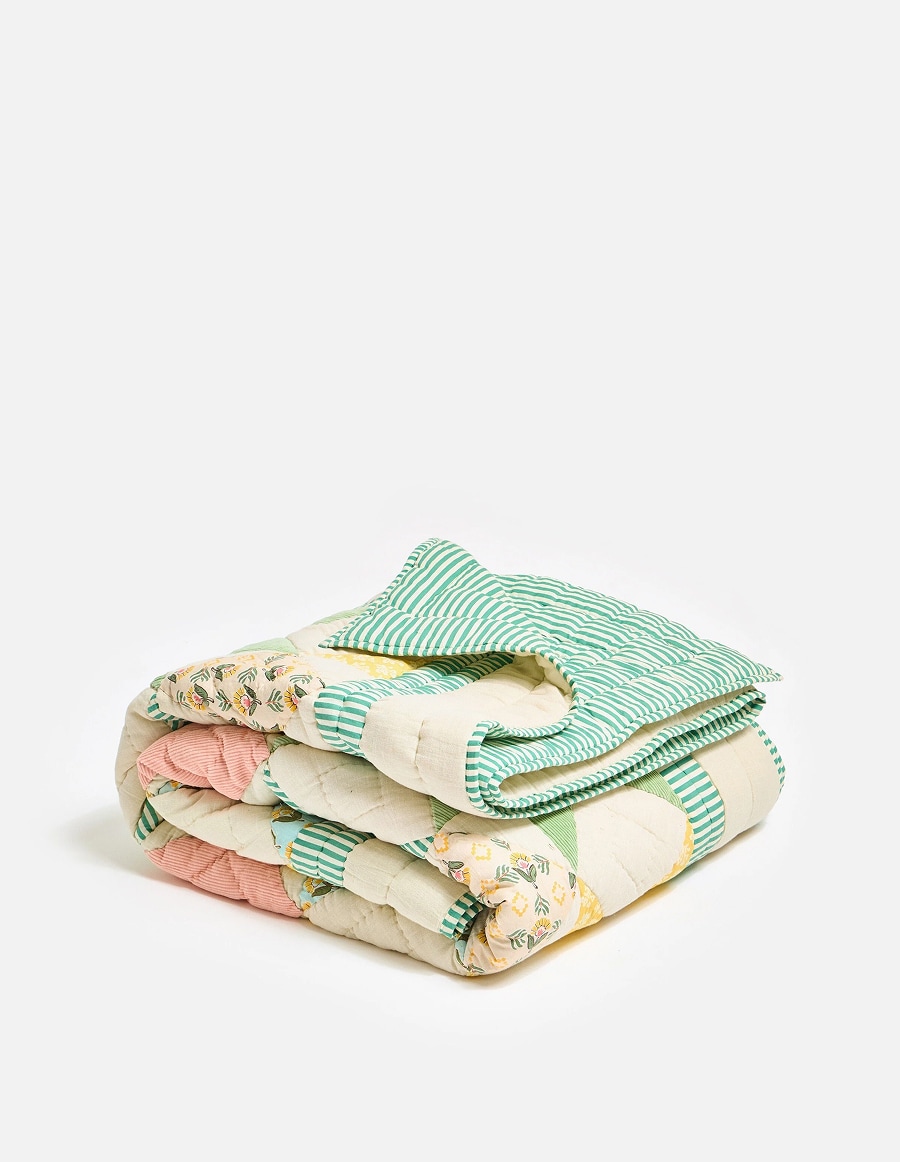 Patchwork Diamond Pastel Multicolour Quilt