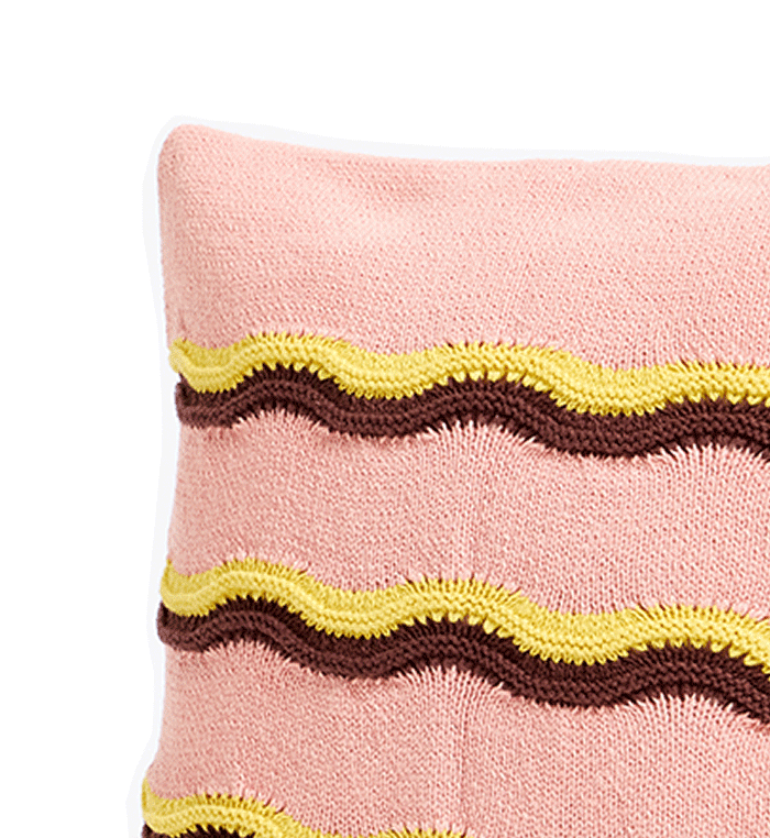 Pink Striped Knitted Cushion Cover 45x45cm