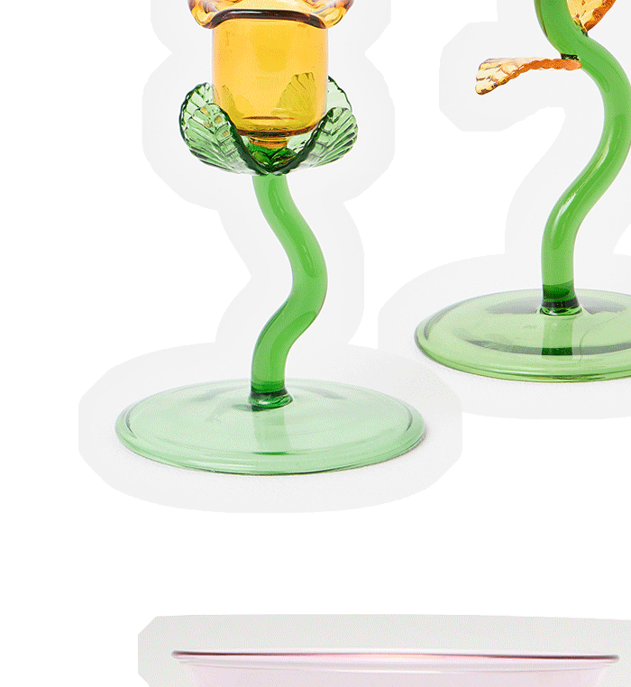 Tulip Green Candlestick Holder