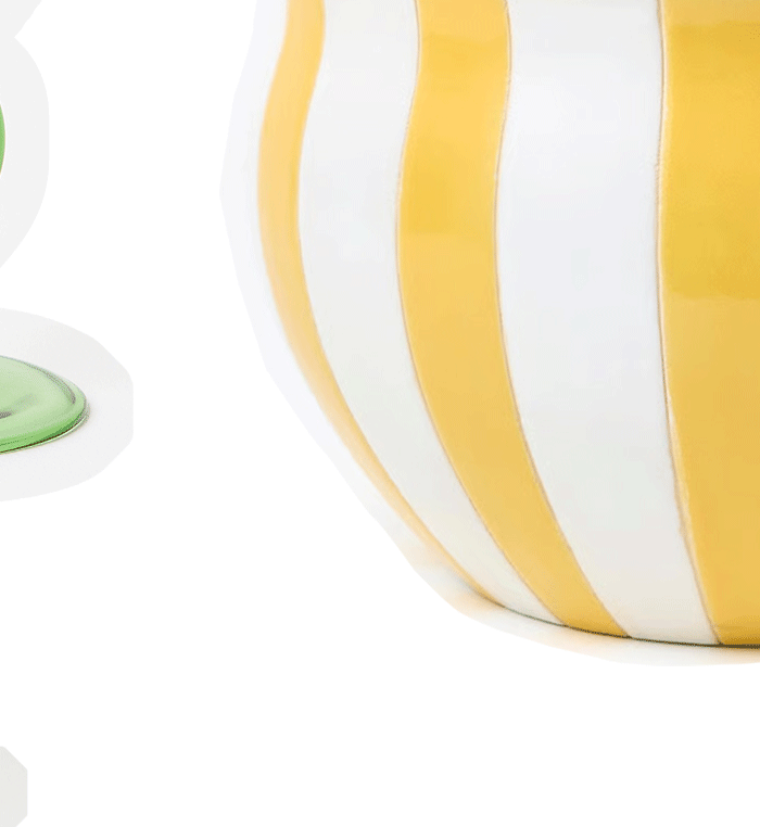 Yellow Striped Ceramic Plant Pot