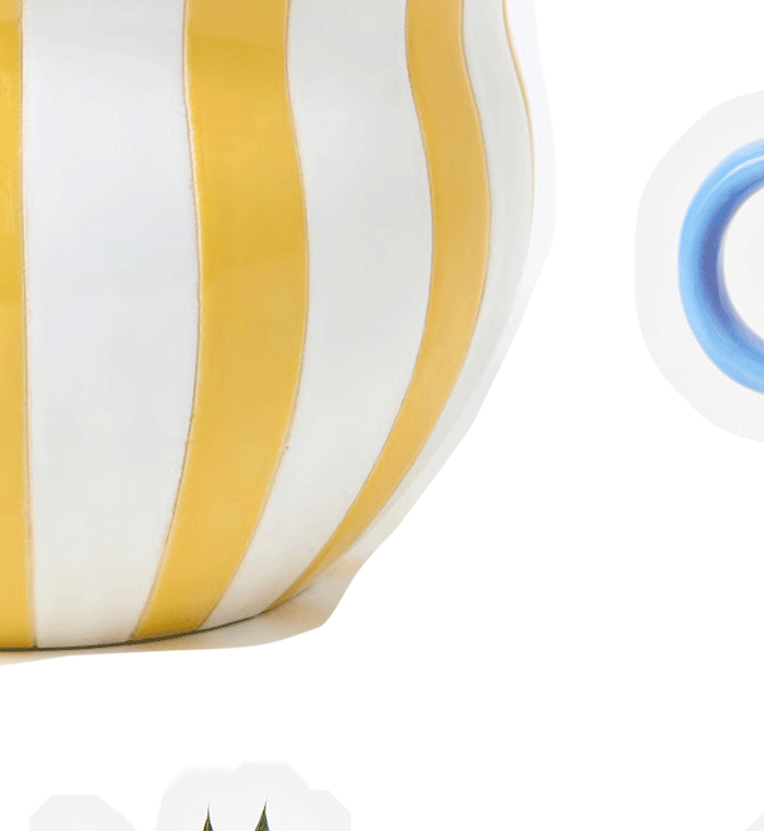 Yellow Striped Ceramic Plant Pot