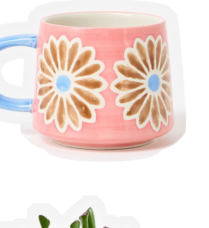 Pink & Brown Flower Ceramic Mug